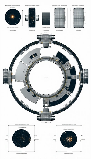 A Large, Circular Space Is Shown In A White Drawing