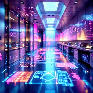 Healthcare Technology In Research Center With Futuristic Scene
