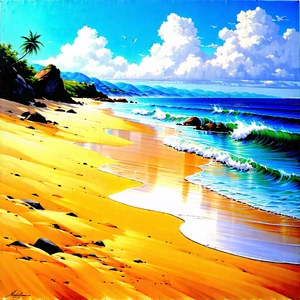 Lifestyle Pastel Drawing: Beach day during spring