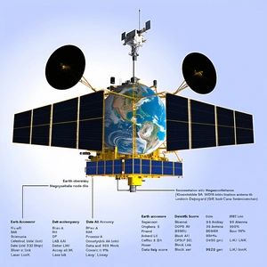 The Image Is A Diagram Of A Spacecraft With A Large Satellite Dish On The Front