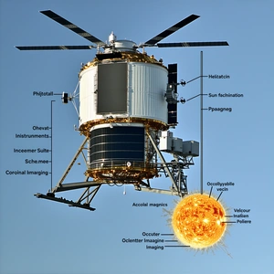 A Large, White Spacecraft With A Gold Helicopter On Top Of It