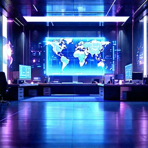 Futuristic Tech Startup Office With Futuristic Office