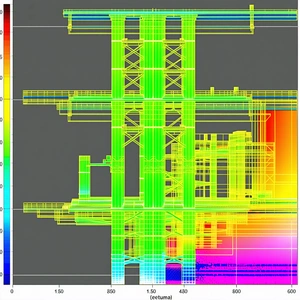 The Image Is A 3d Model Of A Large Structure, Possibly A Building Or A Bridge