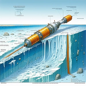 large orange white submarine shown