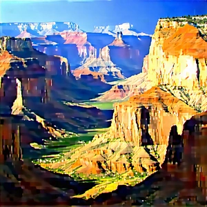 Nature Gouache Painting: Aerial view of canyon system