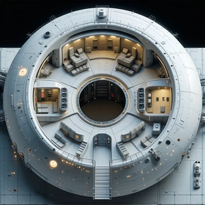 The Image Is A Computer-generated (cgi) Rendering Of A Futuristic Space Station