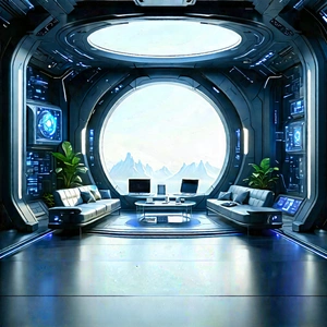 (futuristic:1.35) Tech Startup Office With Futuristic Living