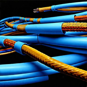 Close-up Of Fiber Optic Cables With Close-up Blue