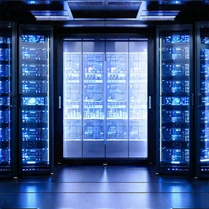 Server Rack With Data Streams With Large Room