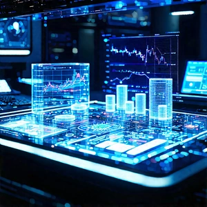 Financial Technology In (modern:1.39) Laboratory With Futuristic Computer