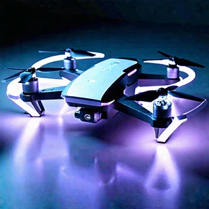 Tech Acrylic Painting: Drone With Glowing Screen With Small Drone