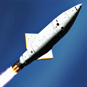 A Rocket Is Flying Through The Sky, Leaving A Trail Of Smoke Behind It