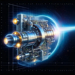 The Image Is A Futuristic Illustration Of A Large, Complex Machine With Many Glowing Lights