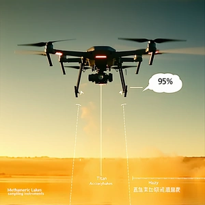 A Drone Flying High In The Sky, With A Clear View Of The Ground Below