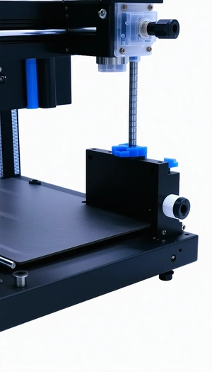 A 3d Printer With A Blue And White Object On Top Of It