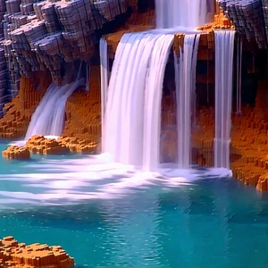 Nature Blender Artwork: Waterfall pool surrounded by rocky shores