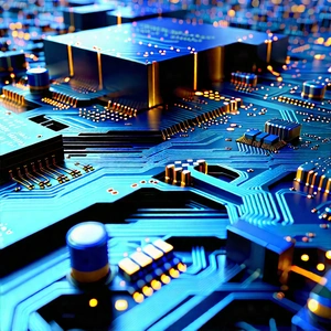 Close-up Of Electronic Circuit With Close-up Computer