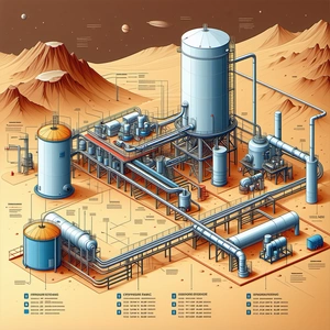 A Large Industrial Plant Is Shown In A Detailed Drawing