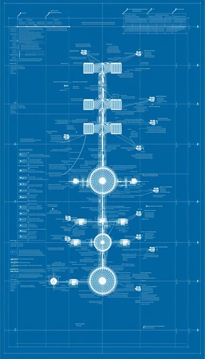 A Blue Diagram Is Displayed, Showing A Series Of Interconnected Circles