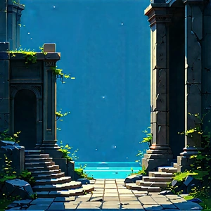 Abstract Pixel Art: Minimalist Exploration With Focal Point With Painting Stone