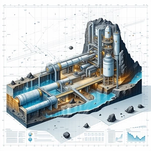 A Large, Futuristic Factory Is Depicted In This Drawing