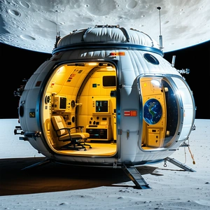 A Small, White Spacecraft With A Large Window On The Side