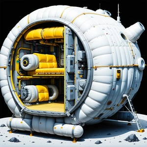 A Large White Spacecraft With A Hollow Center, Resembling A Giant White Ball