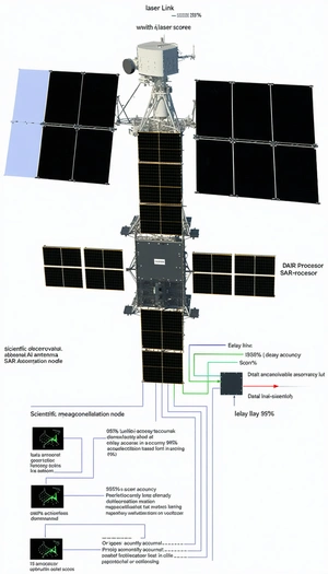 The Image Is A Diagram Of A Spacecraft, Showing Its Various Components And Their Connections