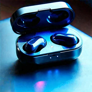 Wireless Earbuds With Holographic Display With Pair Blue