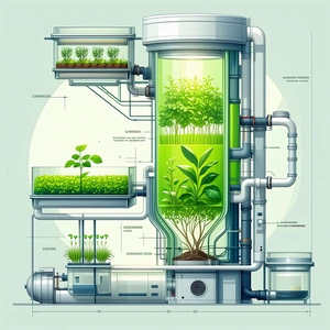 In The Image, There Is A Large, Futuristic Greenhouse With A Variety Of Plants Growing Inside