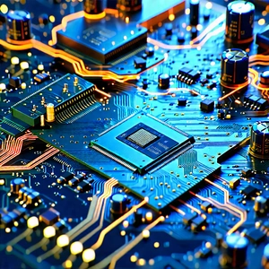 Tech Long Exposure Photography: Close-up Of Electronic Circuit With Close-up Computer