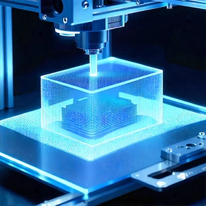Tech Concept Art: 3d printer with holographic projection