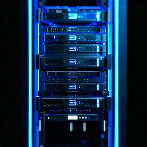Server rack with blue light (glow:1.49)