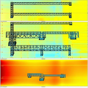 The Image Is A 3d Model Of A Large Blue Structure, Possibly A Bridge Or A Building