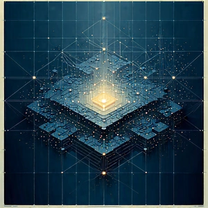 Tech Woodcut Print: Blockchain Network Visualization With Image, There