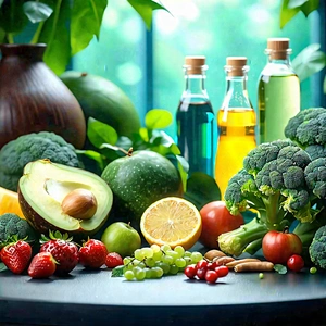 Lifestyle Digital Art: Wellness Scene With Healthy Food With Table Filled