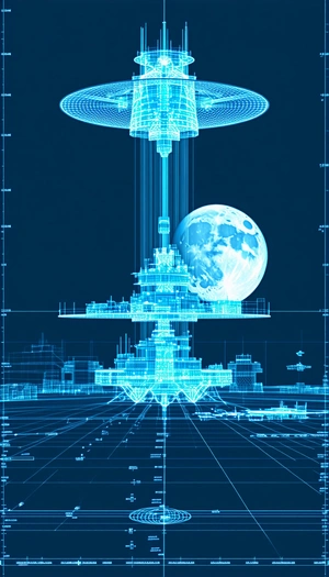 The Image Is A Futuristic Drawing Of A Space Station With A Large Dome Structure