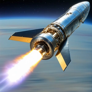 A Rocket Is Flying Through The Sky, Leaving A Trail Of Smoke Behind It