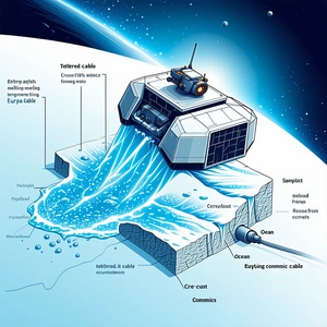 The Image Is A Cartoon Drawing Of A Space Station, With A Large Satellite Dish On Top Of It