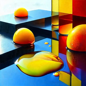Abstract Bauhaus Style: Liquid Arrangement With Blue Yellow