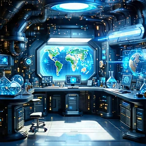 Futuristic Research Laboratory With Futuristic Setting,