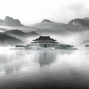 Urban 3d Render: Cultural Center With Morning Mist With Large Building