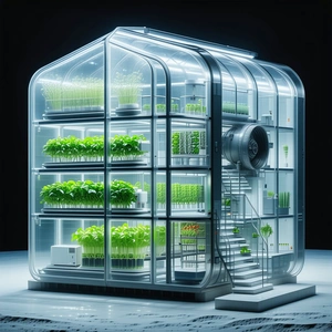 A Large, Modern Greenhouse Filled With Various Plants