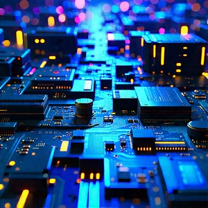 Close-up Of Sensor Array With Futuristic Cityscape