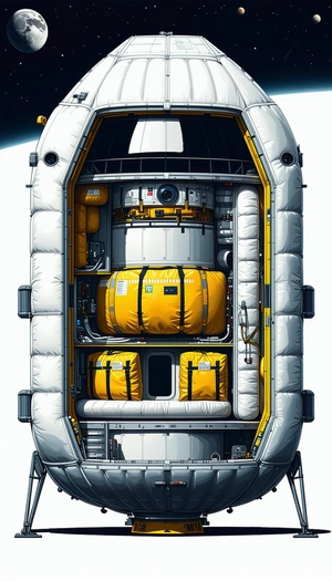 large white spacecraft shown drawing