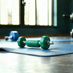 Lifestyle Tilt-shift Photography: Wellness Scene With Fitness Equipment With Image, There
