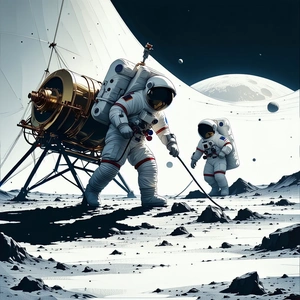 image, there astronauts moon
