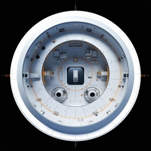 The Image Is A 3d Rendering Of A Space Station, Showcasing The Interior Of The Spacecraft