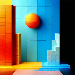 Abstract Voxel Art: (minimalist:1.2) Series With Color Block With Large, Colorful
