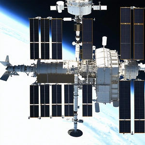A Large Space Station With A Prominent Solar Panel On Its Side